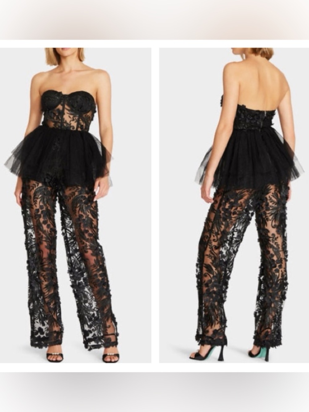 Betsey Johnson Jenna black tulle/lace jumpsuit